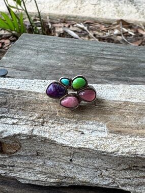 Barse Sterling Silver Ring With Multi Colored Gemstones